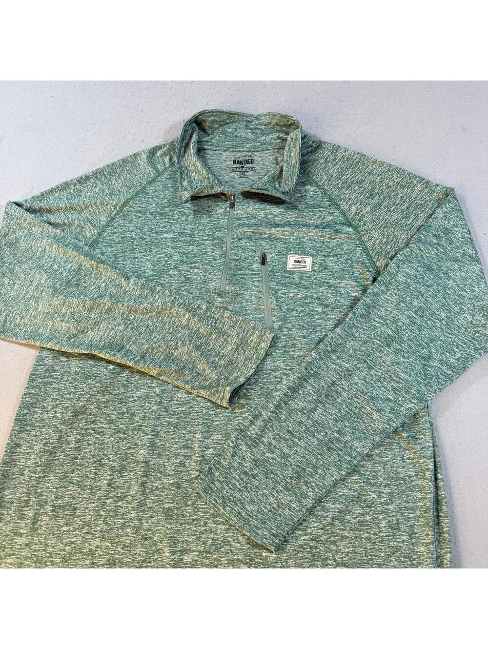 Banded 1/4 Zip Pullover Shirt Mens 3XL Green Heather Performance Top Fishing